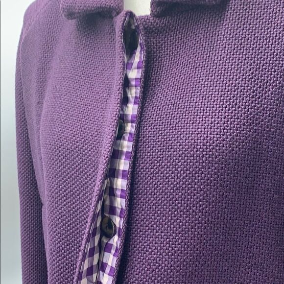 YSL Yves Saint Laurent Silk & Cotton Cropped Purple Coat Sz 12 (F44) - Picture 7 of 16